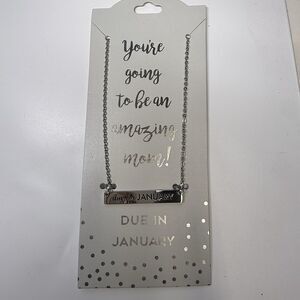 Occasionally Made Maternity Due In January Silver Stainless Steel Necklace New